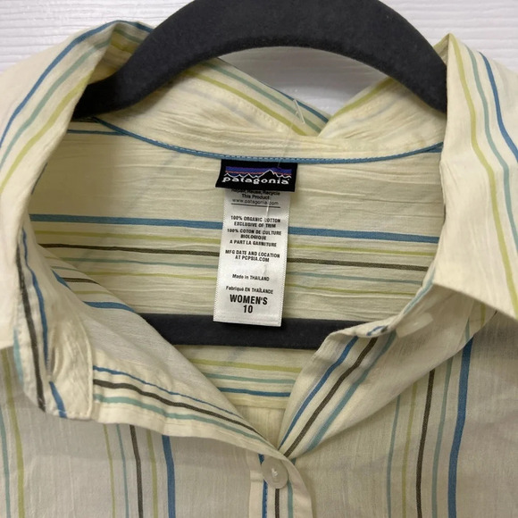 ! Patagonia Women's top blouse organic cotton striped button down, size … - Picture 4 of 5